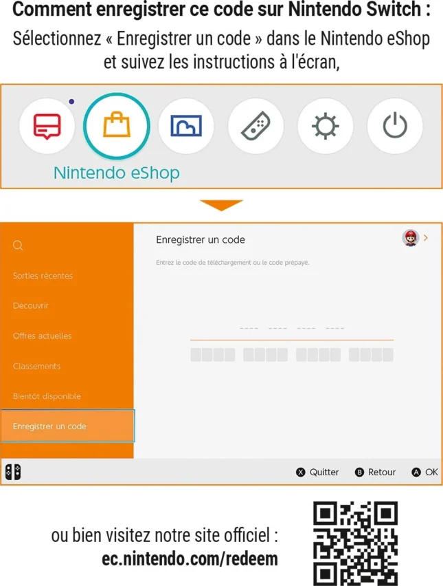 Nintendo eShop : marche à suivre pour enregistrer un code de téléchargement
