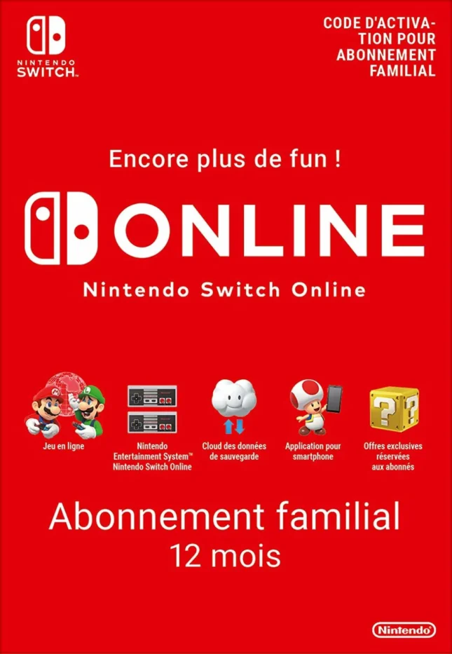 Abonnement Nintendo Switch Online : abonnement familial (12 mois)