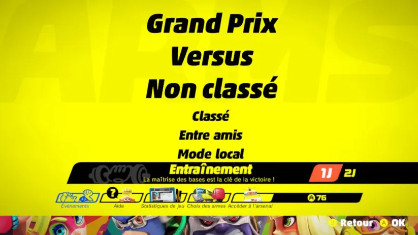 Arms : mode Entrainement