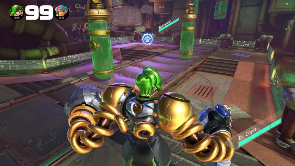 Personnage Dr Coyle ajouté dans la version 5 du jeu Arms : tapis roulant