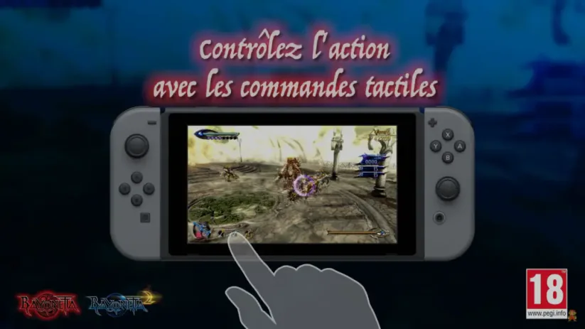 Screenshot de Bayonetta 2 sur Nintendo Switch : commandes tactiles