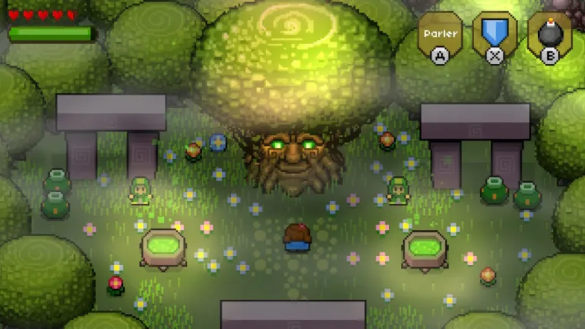 Jeu Blossom Tales sur Nintendo Switch : rencontre avec un arbre