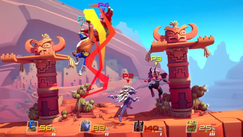 Image du jeu Brawlout sur Nintendo Switch : Combat à quatre et coup final