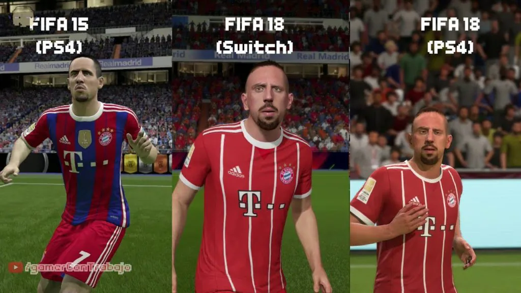 Comparaison des graphismes pour Fifa 18 sur Nintendo Switch et PS4