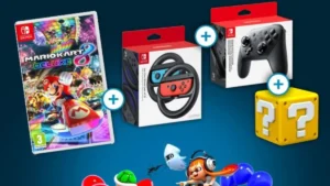 Concours : gagnez la combo Mario Kart 8 Deluxe + 2 volants + manette Switch Pro + 1 goodies collector