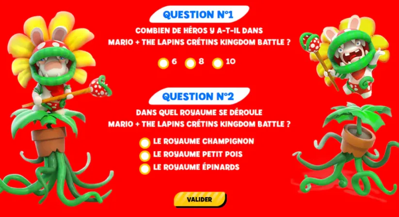 Concours Fnac Mario + The Lapins Crétins Kingdom Battle : questions