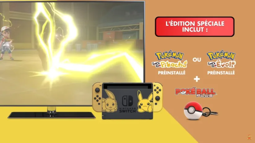 Bundles Nintendo Switch Pokémon Let's Go Pikachu & Evoli avec Pokéball Plus et jeu préinstallé