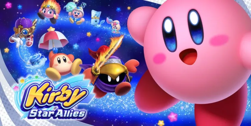 Cover de Kirby Star Allies sur Nintendo Switch avec personnages