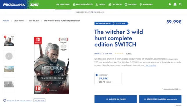 Fuite : The Witcher 3 Complete edition prévu pour le 15 octobre ?