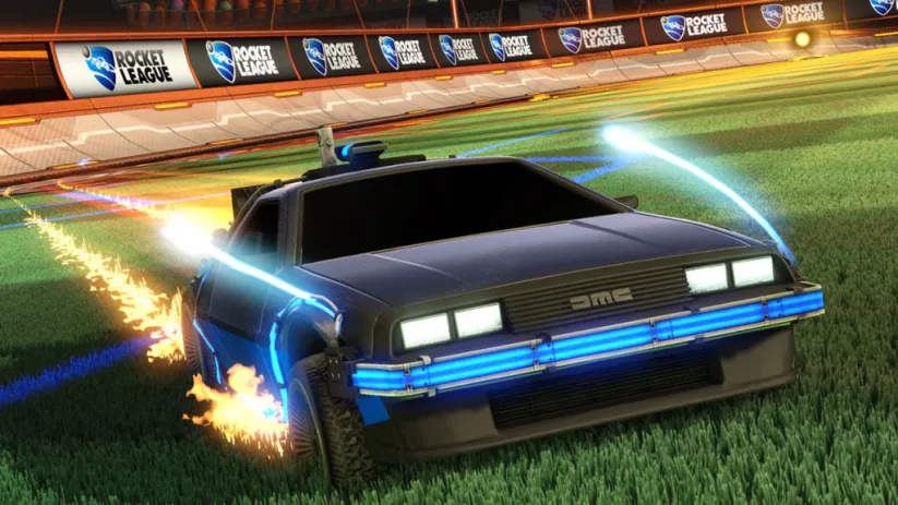 La Delorean de Retour vers le futur dans Rocket League Switch