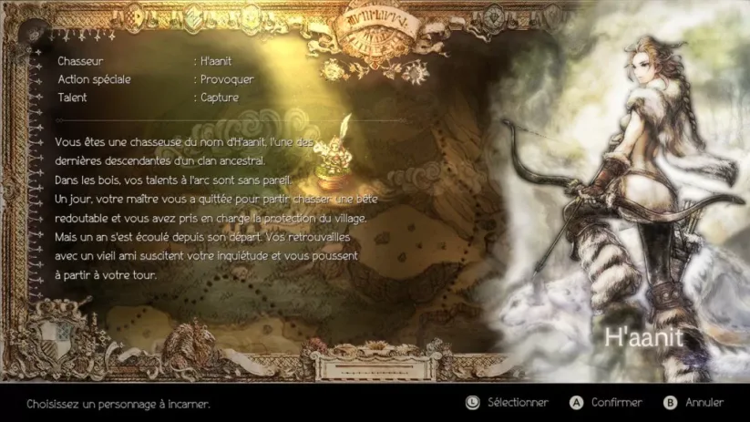 Une description accompagne chaque personnage dans l'écran de séléction