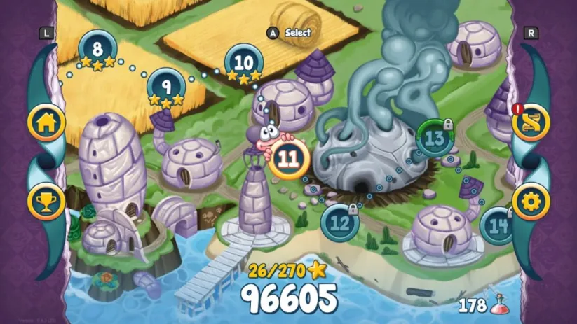 Jeu Doughlings sur Nintendo Switch : menu de sélection de niveau