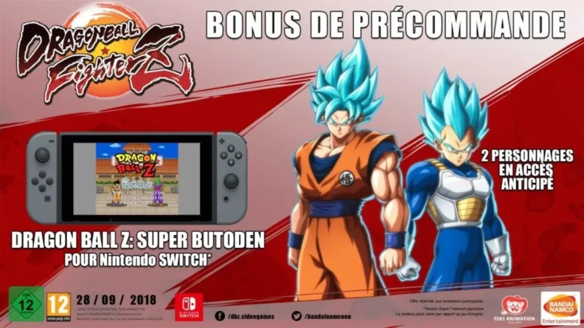 Dragon Ball FighterZ : Dragon Ball Z: Super Butoden et Goku et Vegeta en mode Super Saiyan God en bonus de précommande