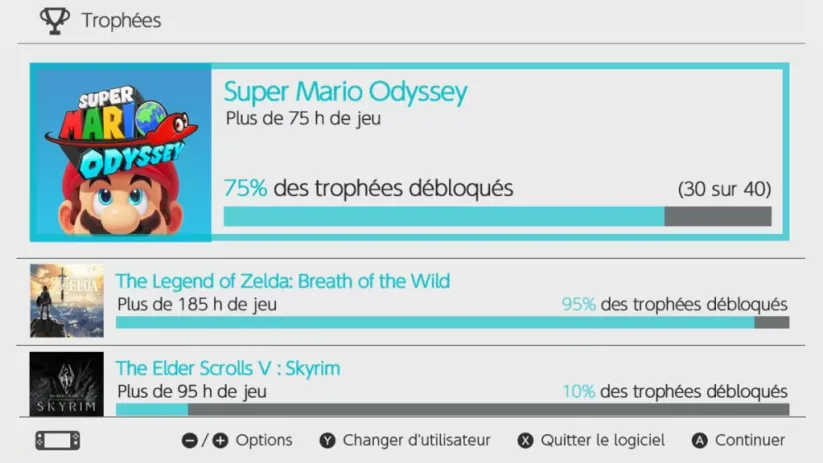 Idée d'interface trophées Switch
