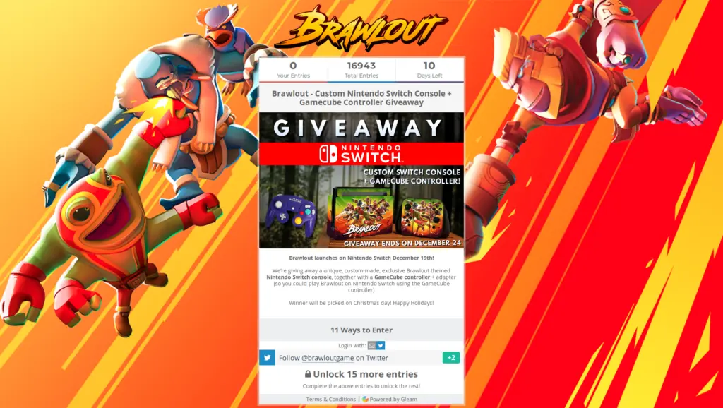 Giveaway Brawlout : une console Nintendo Switch personnalisée Angry Mob Games à gagner