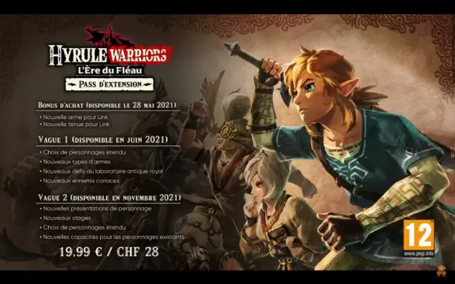 Jeu Hyrule Warriors : L'Ère du Fléau sur Nintendo Switch : calendrier du Pas d'Extension