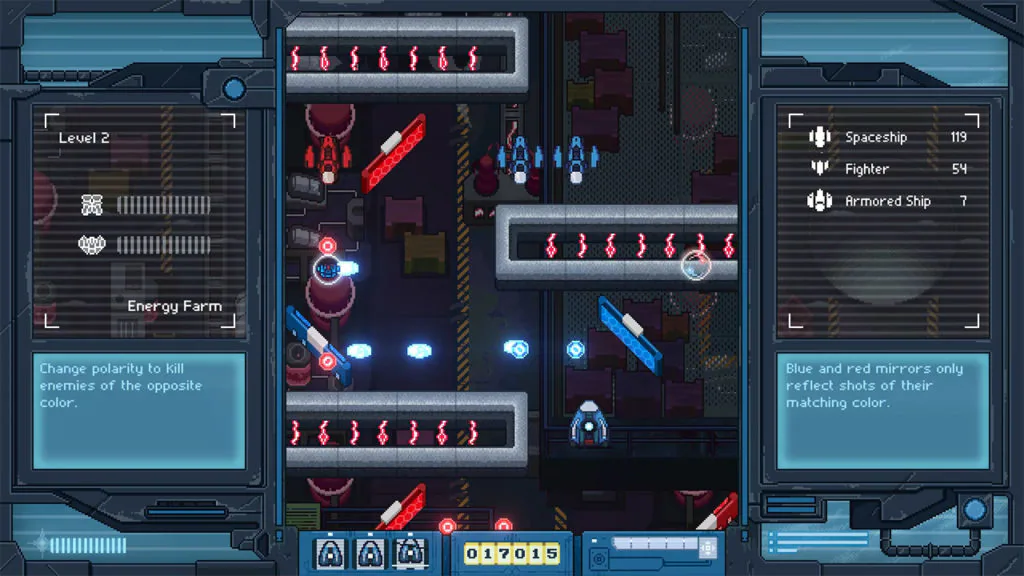Jeu Iro Hero sur Nintendo Switch : miroirs bleu et rouge