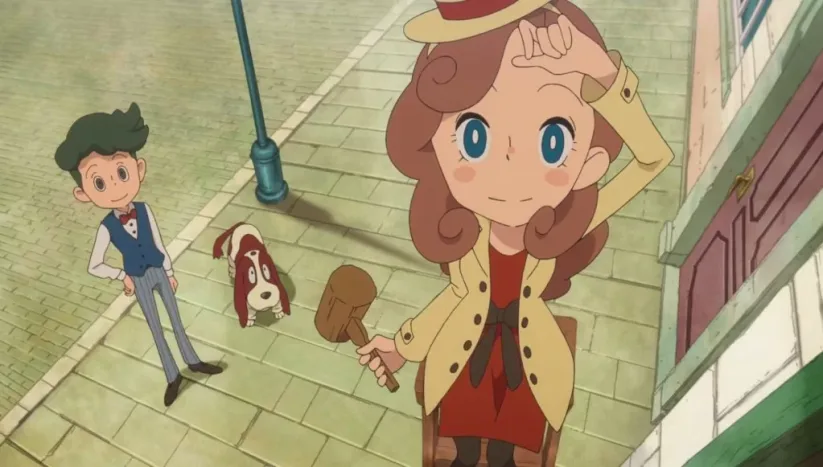 L'aventure Layton : Katrielle Layton et la Conspiration des Millionnaires : l'héroine et son chien