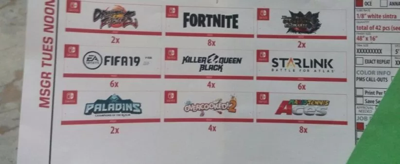 Photo d'un document officiel de l'E3 à propos de Fortnite sur Nintendo Switch