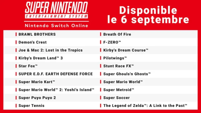 Liste des 20 jeux Super Nintendo Online