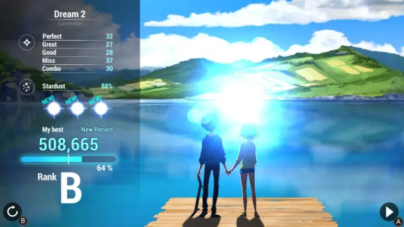 Jeu Lost in Harmony sur Nintendo Switch : tableau de score final