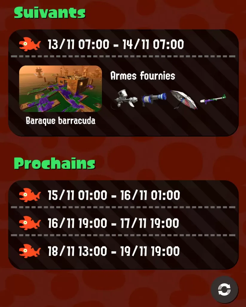 MAJ de l'app Splatnet : planning