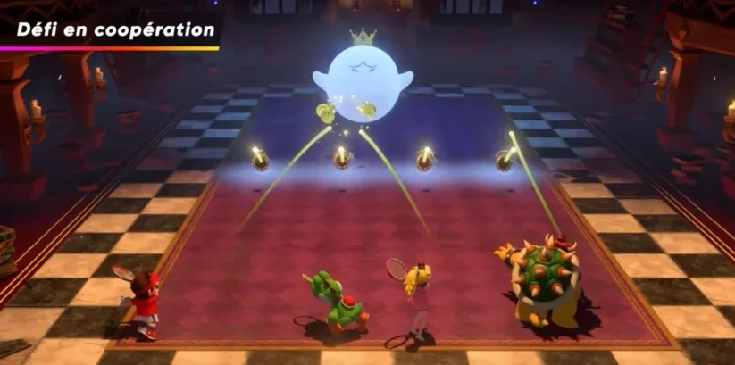 Jeu Mario Tennis Aces sur Nintendo Switch : le mode défi en coopération permettra de gagner des accessoires