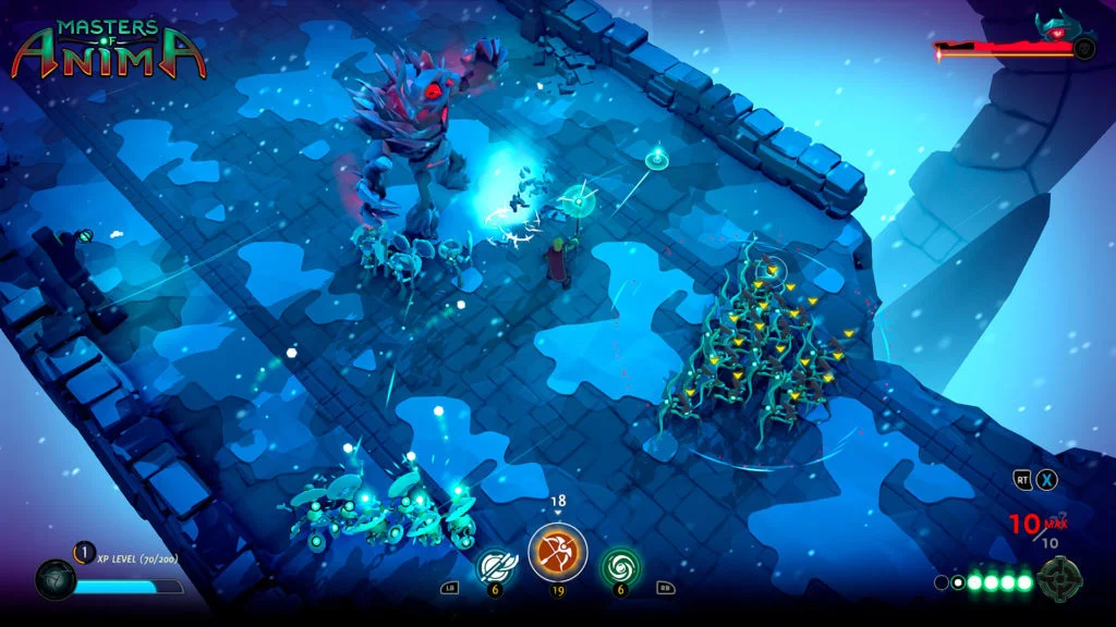 Jeu Masters of Anima sur Nintendo Switch : combat sous la neige