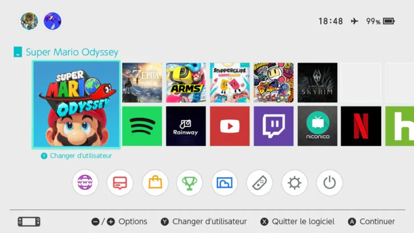 Idée d'un menu Switch : les applications de streaming font leur apparition