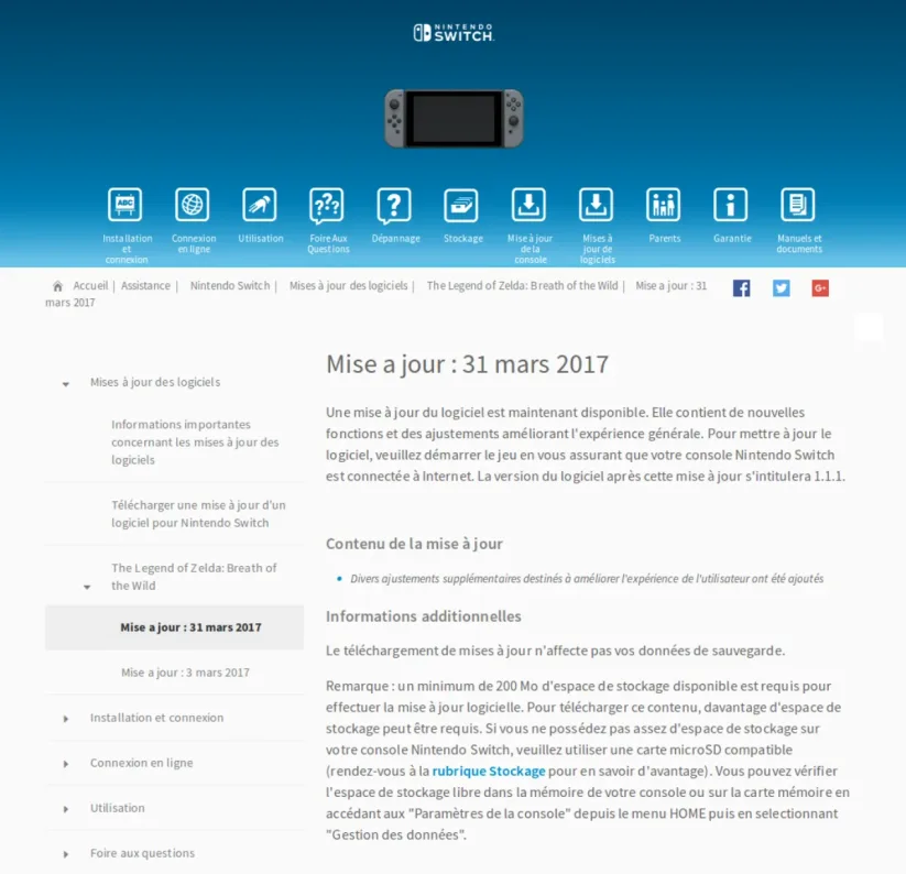 [Mise à jour 1.1.1] MAJ de Zelda Breath of the Wild : fin des baisses de framerate
