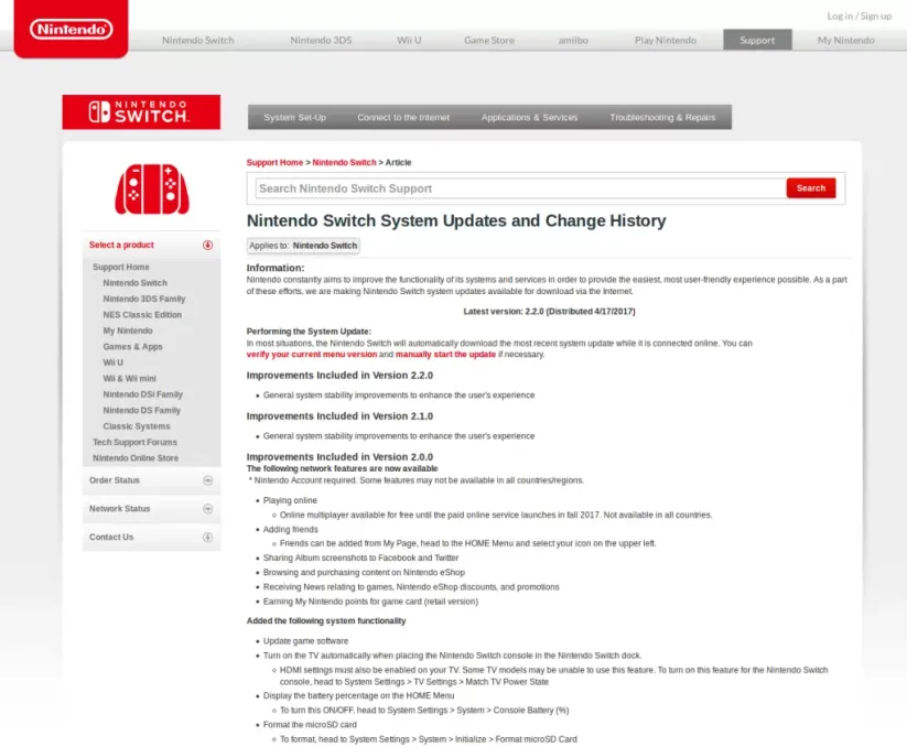 [Mise à jour 2.2.0] MAJ du firmware 2.2.0 de la Switch