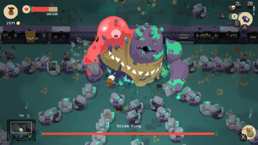 Jeu Moonlighter sur Nintendo Switch : combat contre un boss