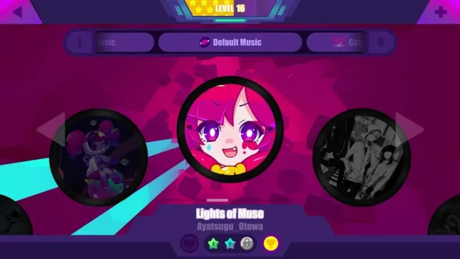 Jeu Muse Dash sur Nintendo Switch : écran de sélection des chansons