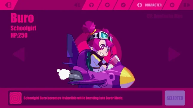 Jeu Muse Dash sur Nintendo Switch : Buro dans son costume d'écolière