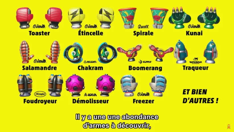 Arms : liste des armes disponibles