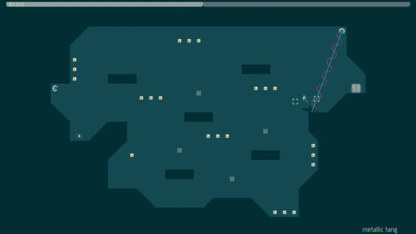 Jeu N++ sur Nintendo Switch : niveau en skin bleu nuit