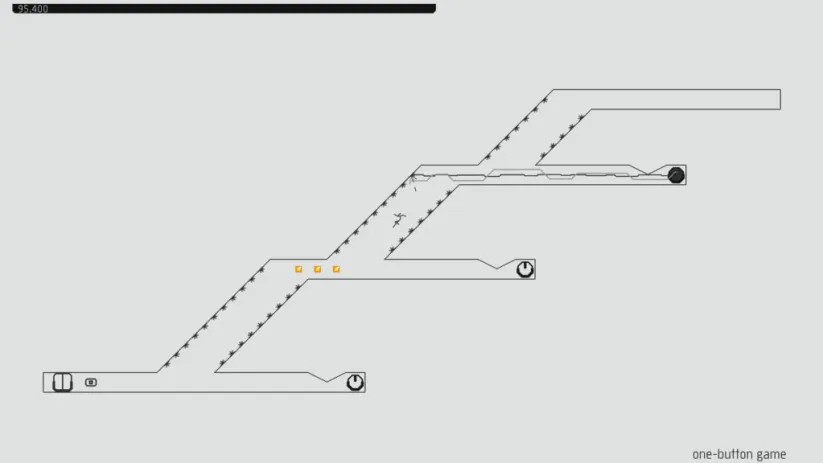 Jeu N++ sur Nintendo Switch : exemple de niveau en skin clair