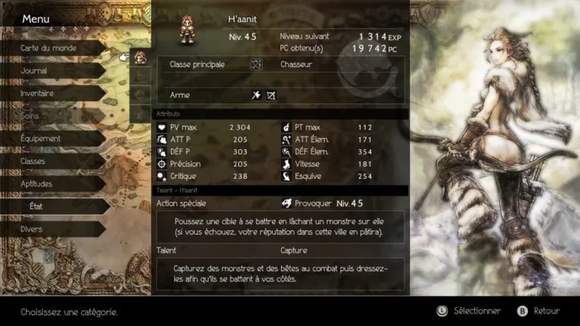 Chaque personnage a ses propres caractéristiques et talents