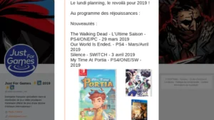 Our World is Ended, Silence et My Time at Portia arrivent en 2019, Trüberbrook, Fate Extella/Link et Bomber Crew reportés