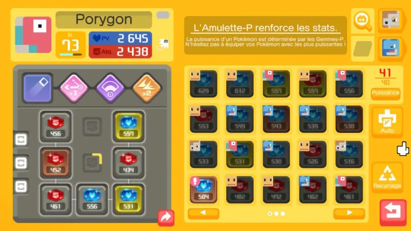 La carte stratégique d'un pokémon