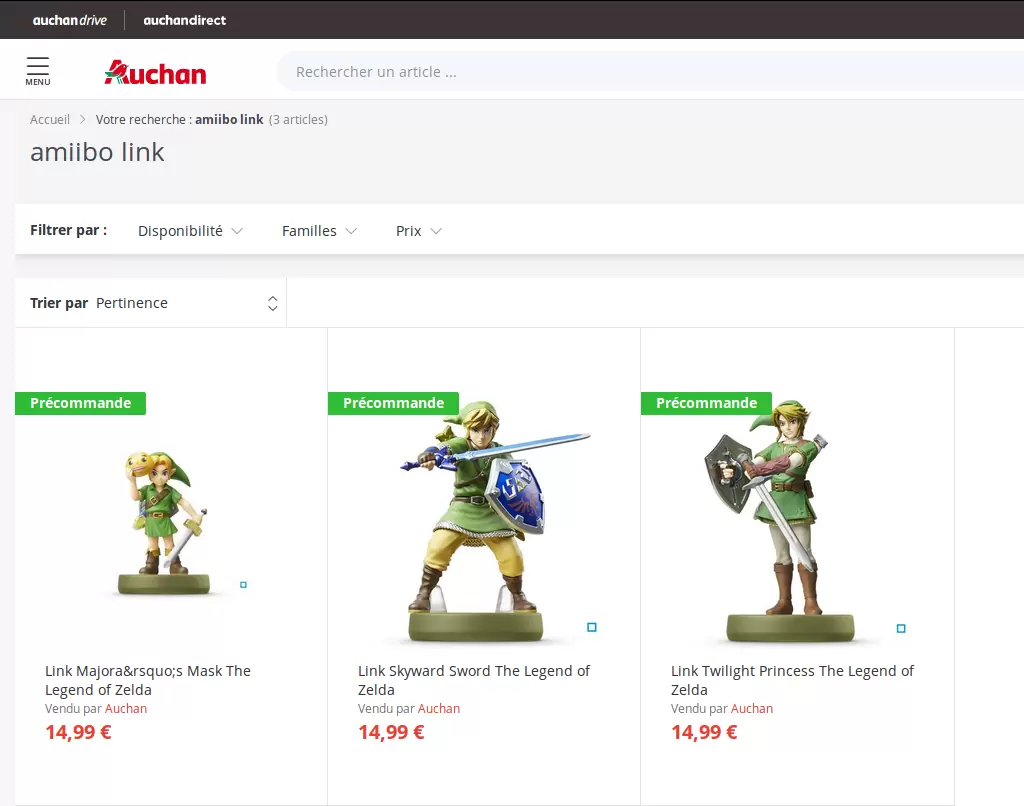 Amiibos Link Majora’s Mask, Link Skyward Sword et Link Twilight Princess de retour en précommande