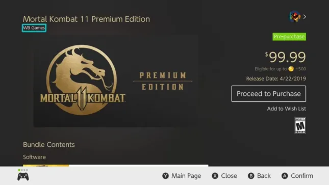 L'édition Premium du jeu Mortal Kombat 11 sur Nintendo Switch depuis l'eShop