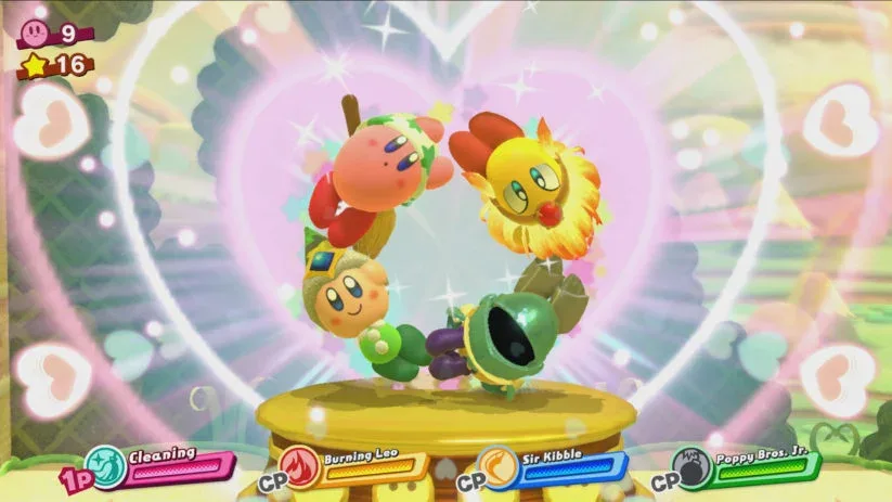 Screenshot du jeu Kirby Star Allies sur Nintendo Switch : multijoueur local jusqu'à 4 joueurs