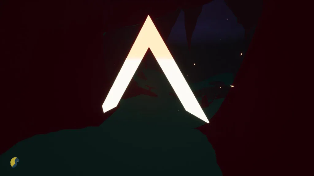 Screenshot du jeu Shape of the World sur Nintendo Switch : pour avancer, il faut passer en dessous du triangle
