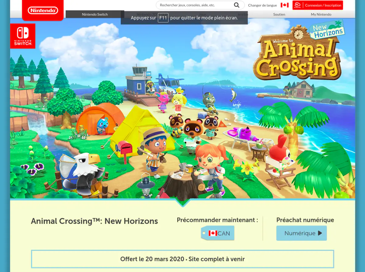 Un site officiel Nintendo pour teaser Animal Crossing: New Horizons
