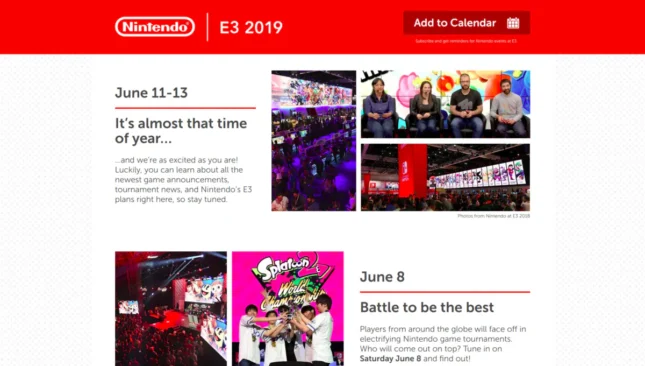 Site Nintendo E3 2019 : impression écran