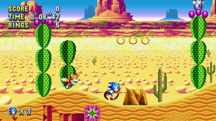 Jeu Sonic Mania Plus sur Nintendo Switch : course à deux dans le désert