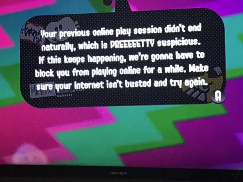 Avertissement lors de deconnexion Splatoon 2