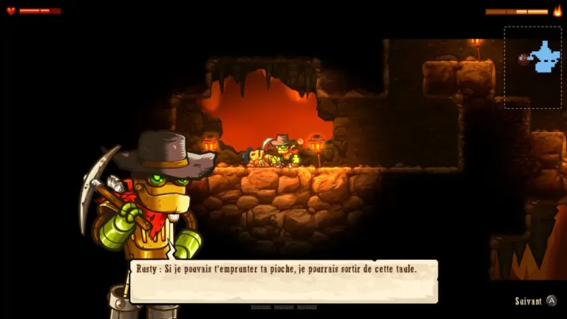 Image du jeu SteamWorld Dig sur Nintendo Switch : retrouvailles avec l'oncle de Rusty