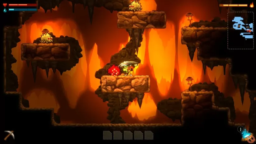 Image du jeu SteamWorld Dig sur Nintendo Switch : tranchage de monstre